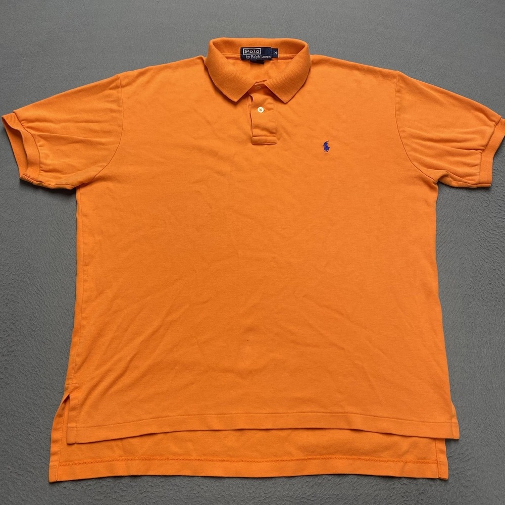 Polo Ralph Lauren Polo Shirt Mens Medium Orange Short Sleeve‎ Embroidered Pony